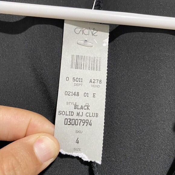 Cache Sleeveless Diagonal Ruffle Shift Black Dress Sz 4 Stretchy Sleeveless NEW - Picture 4 of 7